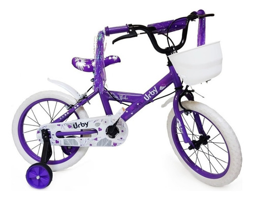 Bicicleta Paseo Dencar Urby 7126 R16 Color Violeta Con Ruedas De Entrenamiento  