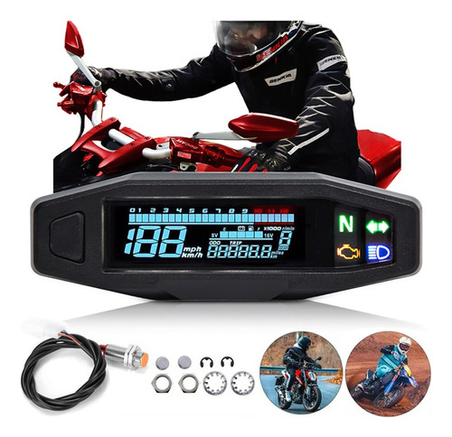 Velocímetro Lcd Digital Miniatura Para Motocicleta Con Led