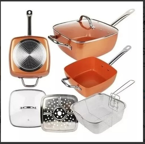 Combo Sarten Copper Chef Migas 5 Piezas Set Juego De Cocina