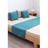 Piecera De Cama Plush Trenzas 2pzs O King + 2 Fundas Colores Color Turquesa Diseño De La Tela Plush Trensado