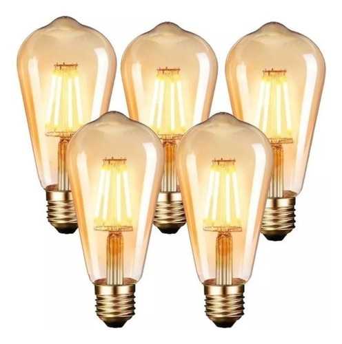 Pack 5 Ampolletas Led Edison Retro Vintage E27 4w