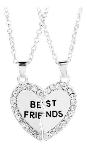 Colar Da Amizade Melhores Amigas Best Friends Coração 2pcs