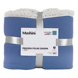 Frazada Polar Sherpa 1,5 Plazas Hipertermica Mashini Color Azul Diseño De La Tela Liso