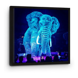 Cuadro Moderno Enmarcado Ingles  Holograma Elefante 70x70cm