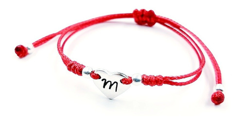 Pulsera Bebé Hilo Rojo Y Corazón De Plata Grabado A Mano.