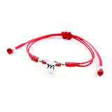 Pulsera Bebé Hilo Rojo Y Corazón De Plata Grabado A Mano.