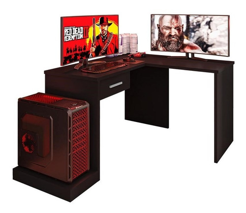 Mesa Para Computador Desk Gamer Drx-9000 Em L Preto - Pr Móv