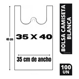 Bolsa Camiseta Blanca 35x40cm (100un) / Bolsa Plastica 
