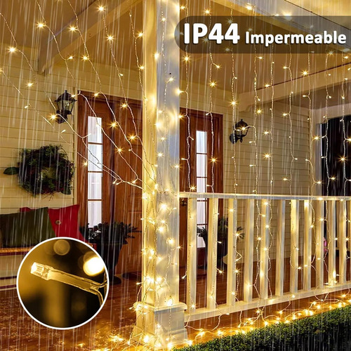  Luces Cascada 3x2m 360 Led Navidad Amarillo Sube Y Baja