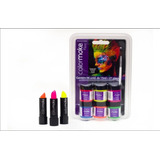 Tinta Neon Color Make 6 Cores  + 3 Batons Festa Fluorescente