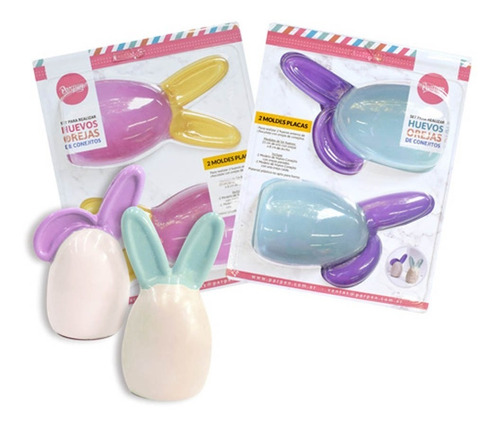 Set 2 Moldes Huevo Orejas Conejo Parpen Placas Pascuas