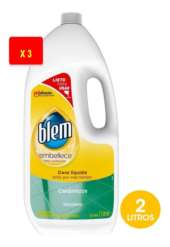 Blem Cera Liquida Incoloro Botella 2 Litros X 3 Unidades