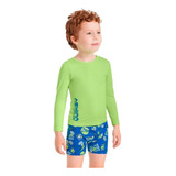 Conjunto Sunga E Camiseta Infantil Proteção Uv Verde Quimby