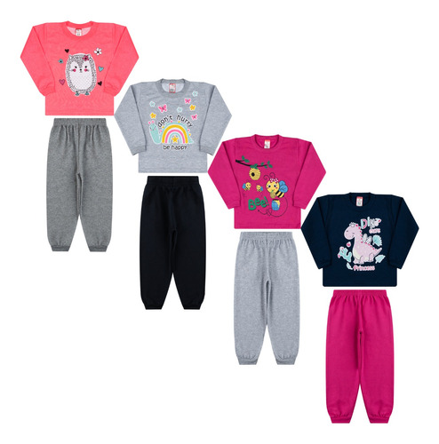 Kit 4 Conjunto Infantil Inverno Roupa De Frio Menina