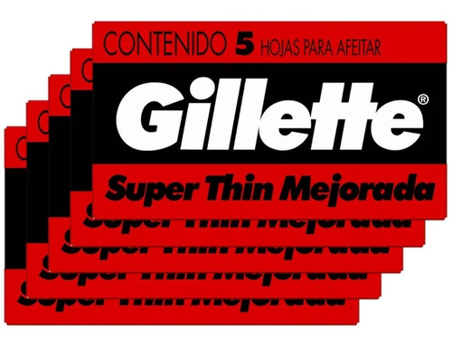 Gillette Roja Super Thin Mejorada Hojas Afeitar X 25