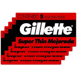 Gillette Roja Super Thin Mejorada Hojas Afeitar X 25