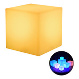 Taburete Cuadrado (bk) Cube Con Luz Led Para Sillón