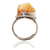 Anillo Cuarzo Citrino En Bruto Unisex Ajustable + Estuche 