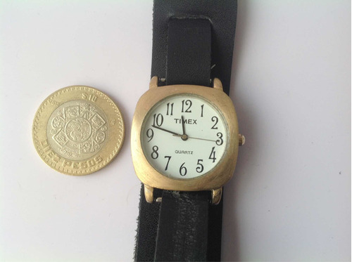 Reloj Timex Quartz Vintage 80's Acero Cepillado Chapa De Oro