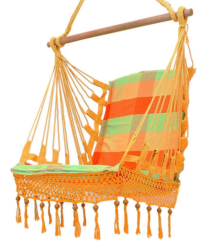 Rede Cadeira Descanso Suspensa Com Varanda Crochê + Gancho 