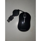 Mouse Optico Verbatim Con Cable Retractil Color Negro