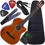 Kit Violão Nf14 Giannini Elétrico Eq 3 Bandas Afinador Capa