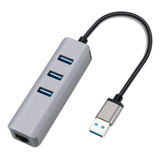 Adaptador 4 En 1 Usb 3.0 A Rj45 + 3 Puertos Usb 3.0