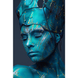 Quadro Para Aparador Abstrato Mulher Azul Turquesa Decoração