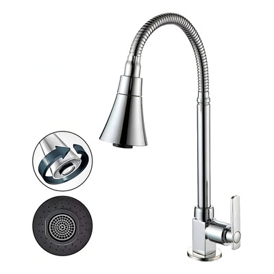 Torneira De Cozinha De Mesa Bancada Tubo Gourmet Luxo 1/4 V Acabamento Cromado Brilhante Cor Prateado