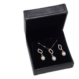 Juego De Aretes Y Dije De Perlas, Con Cadena Oro 14k