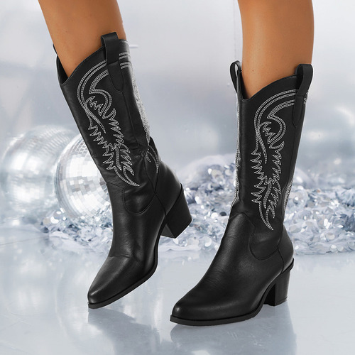 Botas Altas Para Mujer Botas Vaqueras Occidentales Blancas