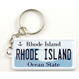 Rhode Island - Llavero Rectangular Ultrafino De Aluminio Par