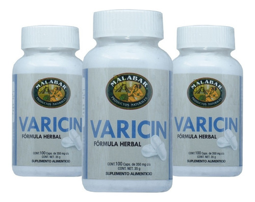 (3 Pzas) Varicin (100 Caps) Malabar Sabor Natural