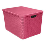 Caixa Rattan Organiza Guarda Brinquedos C/ Tampa 20l Cores Cor Rosa