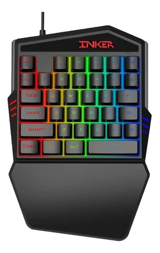 Teclado De Una Mano Gamer Inker K99 Color Negro Con Luz Rainbow