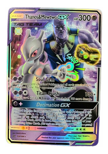 Pokemon Tcg Tarjeta, Carta Thanos Y Mewtwo Gx, Pokemon