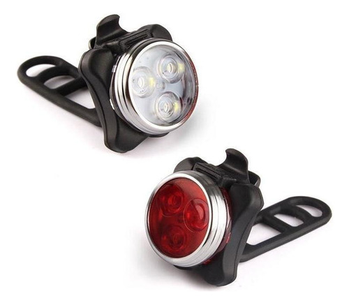 Luces Led X3 Bicicleta Mini Usb Recargables Rojo Blanco X 2 Color Rojo/blanco