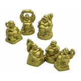 Conjunto Com 6 Mini Budas Dourados (3cm).