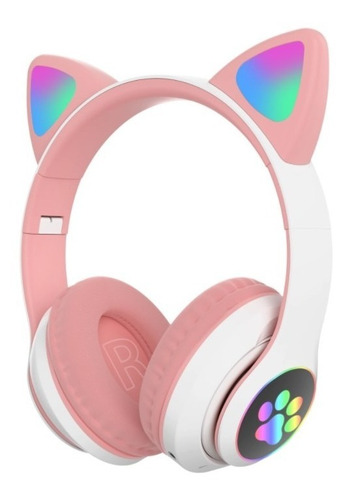 Audífonos Inalámbricos Bluetooth Rgb Orejas Gato Niña Niño