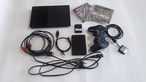 Kit Playstation 2 Slim + Hd Externo 500gb + Opl + 1 Controle