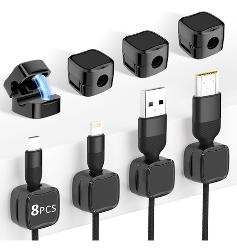 8 Pcs Organizador De Cables,magnéticos Canaletas Clip Cable