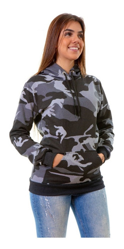 Moletom Liso Feminino Estampa Camuflado Casaco De Frio