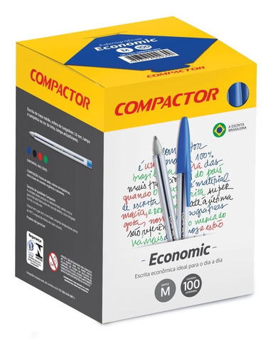 Caneta Compactor Economic Azul C/100