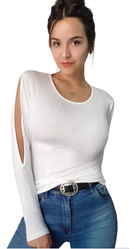 Remera Manga Larga Mujer Camiseta Modal Viscosa