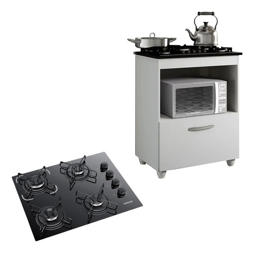 Kit Balcão Cooktop Itatiaia 1 Porta E Fogão Cooktop 4 Bocas