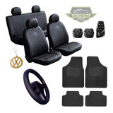 Kit Luxo Couro Tapete Volante Pedal Gol G1 G2 G3 G4 G5 G6 G7