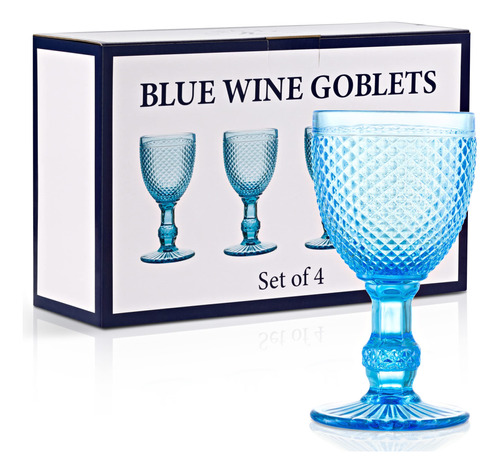 Yungala Juego De 4 Copas De Vino Azules, Copas De Vino Aguam