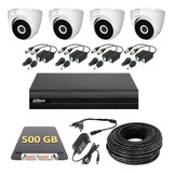 Kit Cctv 4 Cámaras Dahua Domo 1080p 500 Gb Baluns 100mts