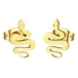 Aretes Piercing Acero Inoxidable Dorado Serpiente Mujer