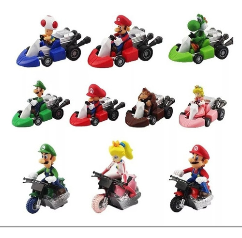 Set 10 Figuras De Mario Bros Colección De Fricción Mariokar